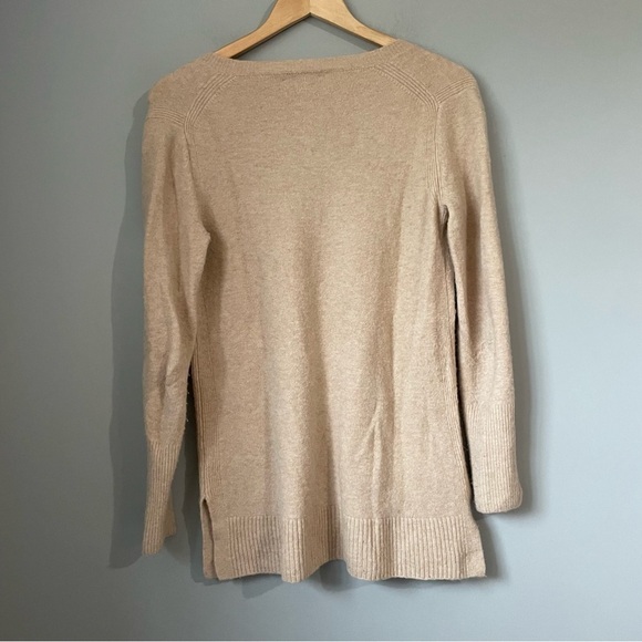 J. CREW HEATHER V NECK Tunic wool blend sweater XXS camel coloured - Picture 8 of 9